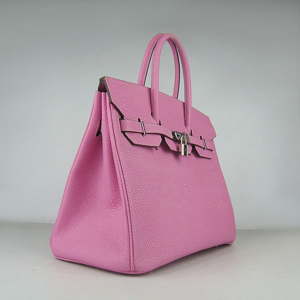 High Quality Fake Hermes Birkin 35CM Pearl Veins Leather Bag Pink 6089